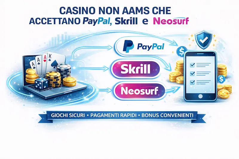 Casino non AAMS che accettano PayPal, Skrill e Neosurf