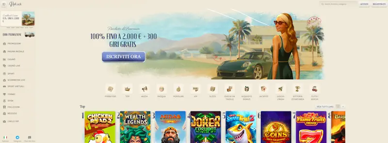 Vipluck Casino con pacchetto ricco e sezione live