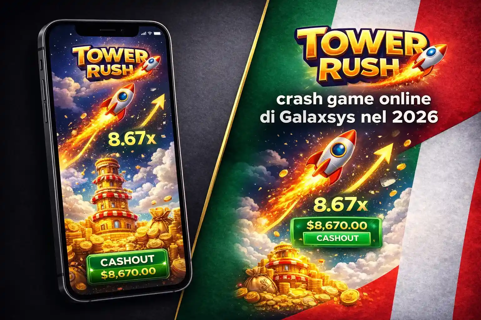 Tower Rush: crash game online di Galaxsys nel 2026